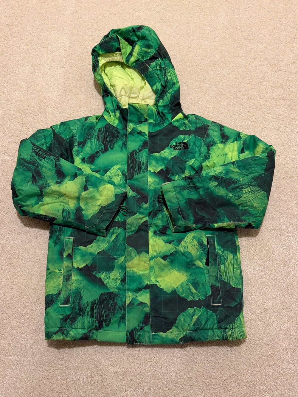 The North Face Kids Green Hooded insulated ski Jacket